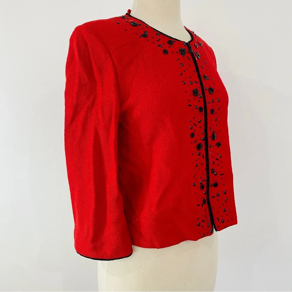 St. John red zip up red jacket